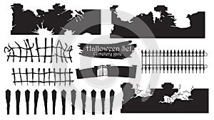 Spooky cemetery gate silhouette collection of Halloween vector i