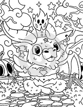 Spooky coloring page, Horror coloring page, Goth coloring page, Kawaii coloring page
