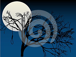 Spooky Full Moon highlight tree hanging noose