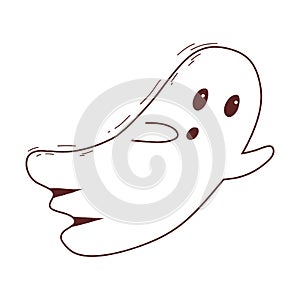Spooky halloween ghost. Spooky poltergeist. Halloween scary ghostly monster. Halloween element. Trick or treat concept.