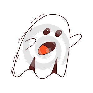 Spooky halloween ghost. Spooky poltergeist. Halloween scary ghostly monster. Halloween element. Trick or treat concept.