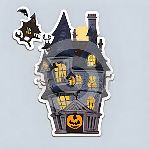 Spooky Halloween Haunted House Sticker