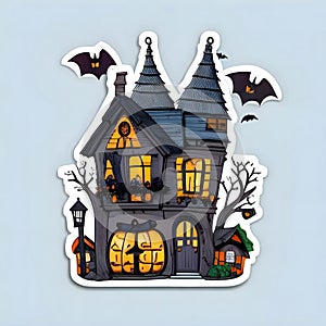 Spooky Halloween House Sticker Design