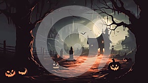 spooky Halloween scene, Generative AI