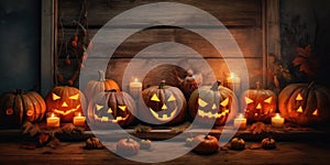 spooky Halloween scene with pumpkins