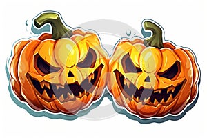 Spooky Halloween Stickers with Grins on White Background AI Generated