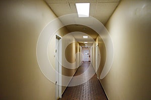 Spooky hallway in old building