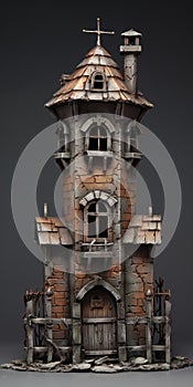 Spooky Hand-painted 3d Model Of An Old Damaged Prison