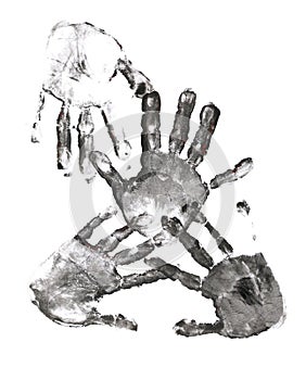 Spooky hands print over white