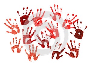 Spooky hands print over white