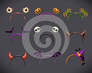 Spooky head bands collection. Hallowine costume element.