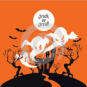 Spooky House Trick Or Treat card design