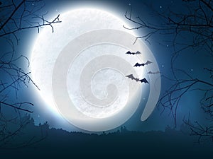 Spooky night background for Halloween banner.