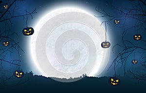 Spooky night background for Halloween banner.