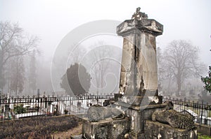 Spooky old graveyard monument