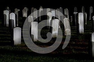 Spooky Old usa cemetery grave yard at night