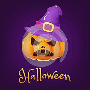 Spooky pumpkin cartoon vector illustration
