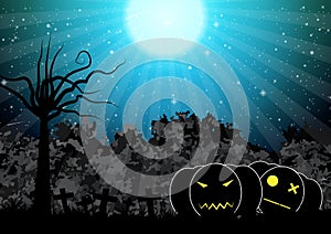 Spooky pumpkin halloween background vector illustration