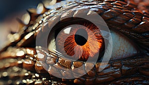 Spooky reptile portrait, dangerous viper looking with mesmerizing animal eye generated by AI