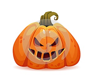 Spooky and scary evil halloween pumpkin character