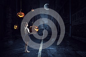 Spooky halloween image . Mixed media photo