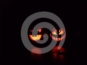 Spooky and Smiling Halloween Pumpkins