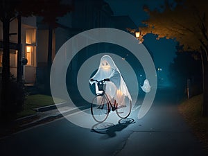 Spooky Specter Cycling. AI generated