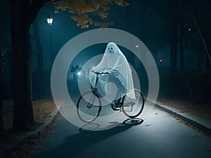 Spooky Specter Cycling. AI generated