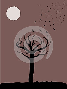 Spooky tree and moon