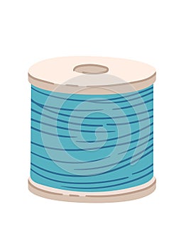 Spool of blue thread vector illustration isolated on white background