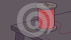 Spool of Red Thread on a Table Vector Illustration, vector design Generative AI