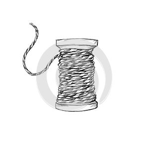 Spool of thread with baker`s twine