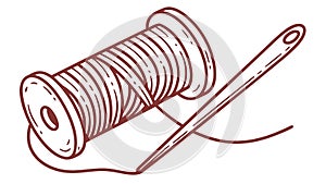 Spool of Thread and Needle, Sewing and Craft Supplies, vector design Generative AI