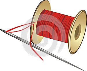 Spool with threads and needle