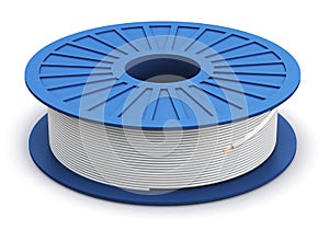 Spool with white electric power cable