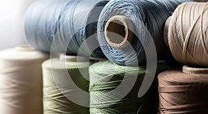 Spools of Colored Thread for Sewing