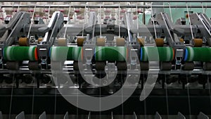 Spools of thread at a textile factory