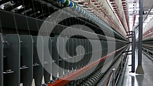 Spools of thread at a textile factory