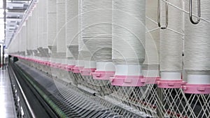 Spools of thread at a textile factory