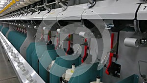 Spools of thread at a textile factory