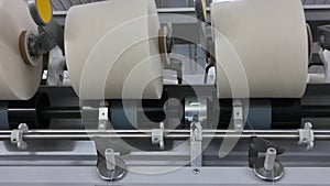 Spools of thread at a textile factory