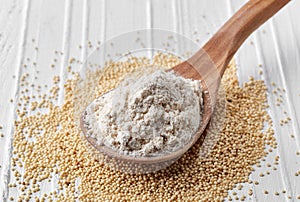 Spoon of amaranth seeds flour photo