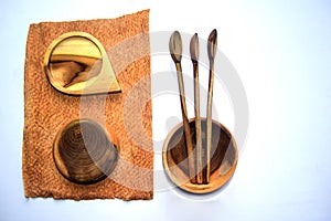 Spoon and bowl made from wood