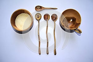 Spoon and bowl made from wood