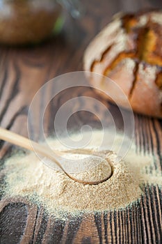 Spoon with buckwheat flour