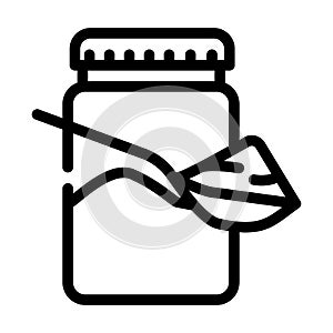 spoon with delicious peanut butter line icon vector illustration