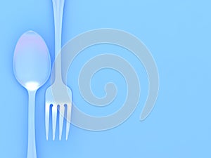 Spoon and fork in blue
