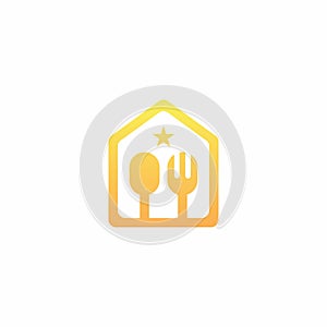 spoon fork and house logo vector
