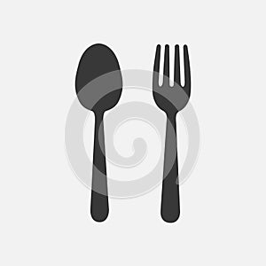 Spoon and Fork Icon Vector. Food, dining, bar, cafe, hotel, eating concept. Sign Isolated on white background