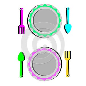 Spoon fork icon vector kitchen illustration